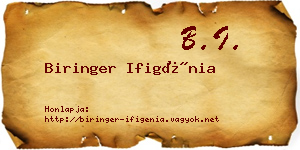 Biringer Ifigénia névjegykártya